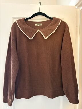 Brown Madewell Sweater with Peter Pan Collar
